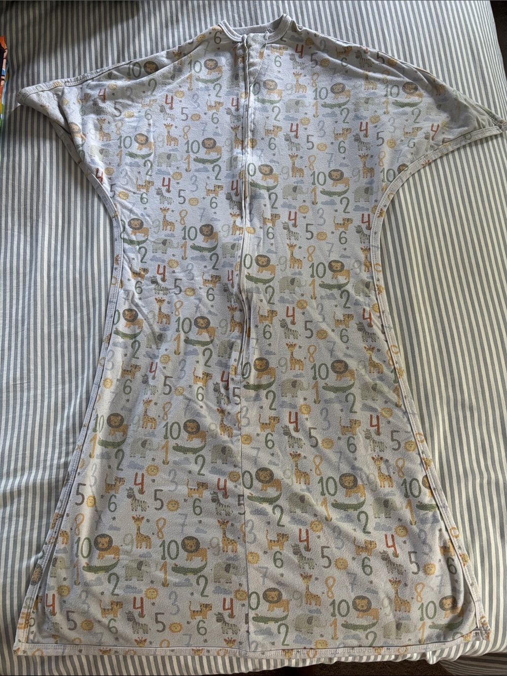 Light Gray Animal & Number Zip Sleep Sack for Babies
